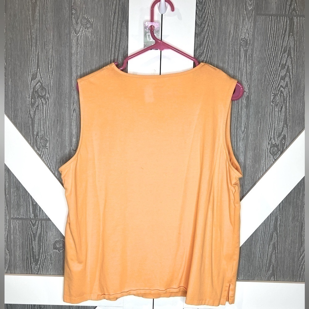 B4.10. Tanjay Tank Top with Lace Neckline Orange 1X - Picture 3 of 3